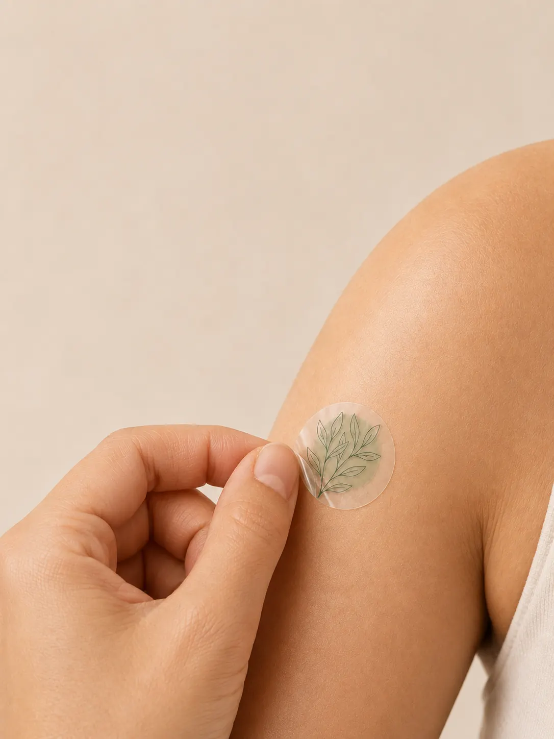 Person wearing an AuraVita patch on the arm