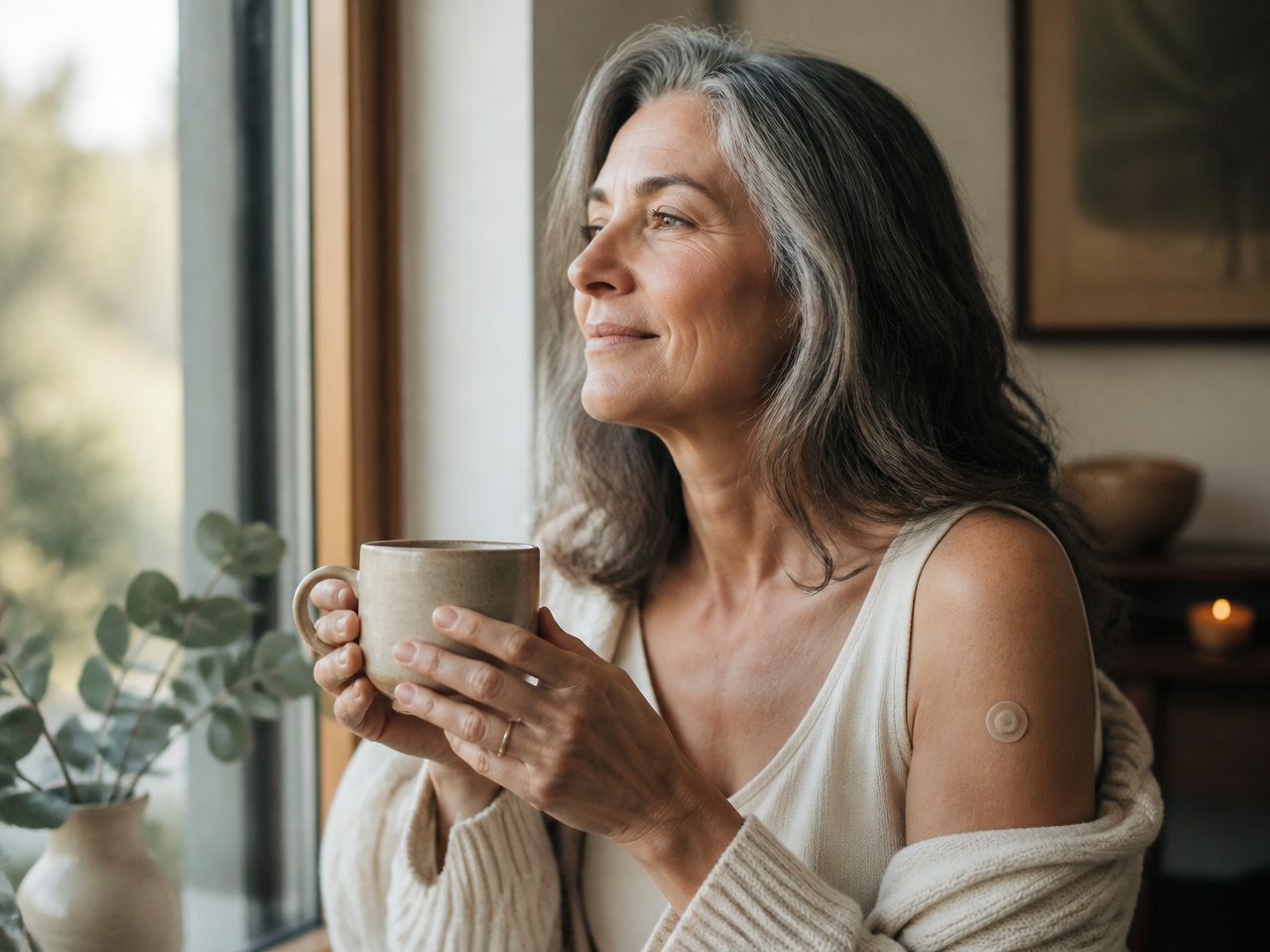 Person wearing an AuraVita patch on the arm
