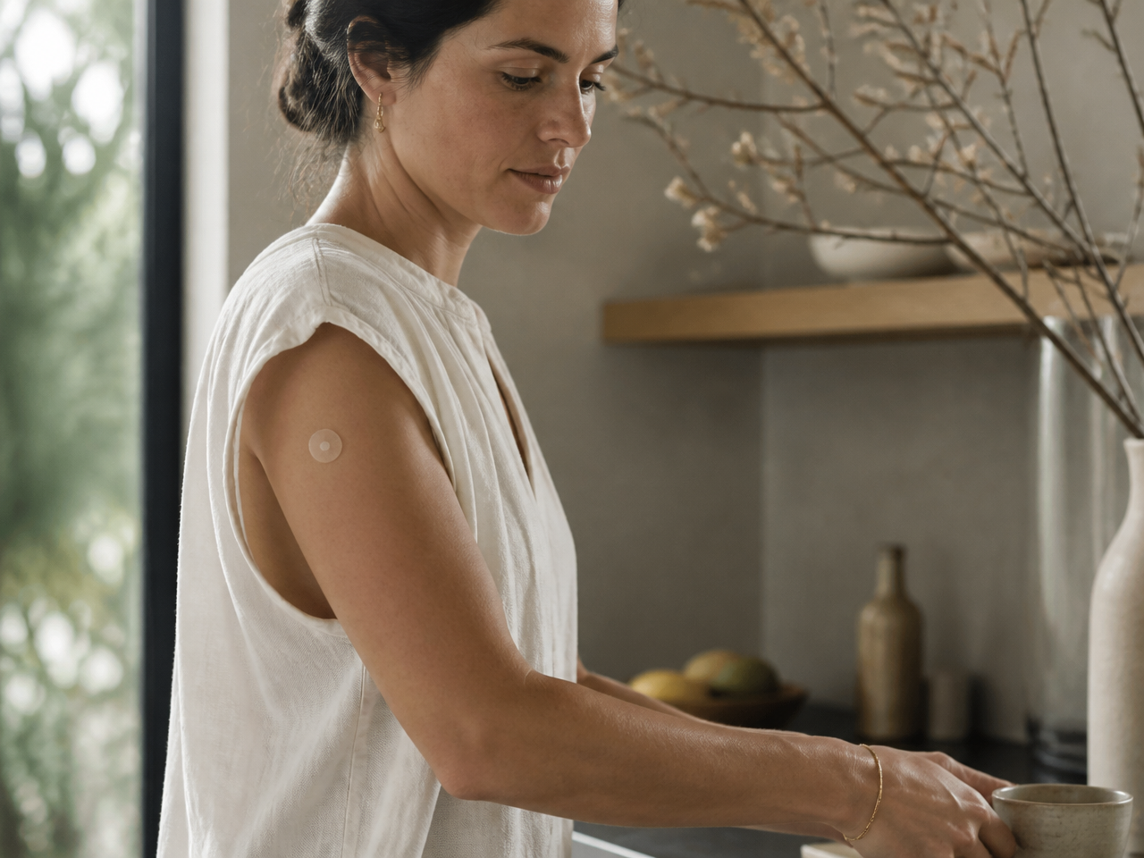 A wellness patch worn on the skin